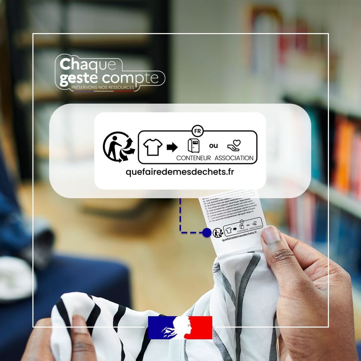 Signalétique Info-tri sur vêtement